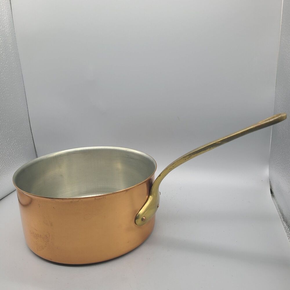 Copper & Brass 8.25” Sauce Pan Vintage Stewpan Saucepot Sauce Pot Stove top